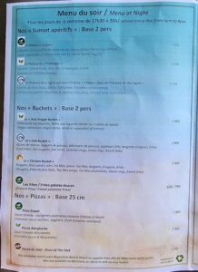 Restaurant menu