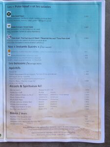 Restaurant menu